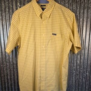 Chaps Shirt Yellow Plaid Short Sleeve Button Up Easy Care Shirt Size X-Large
